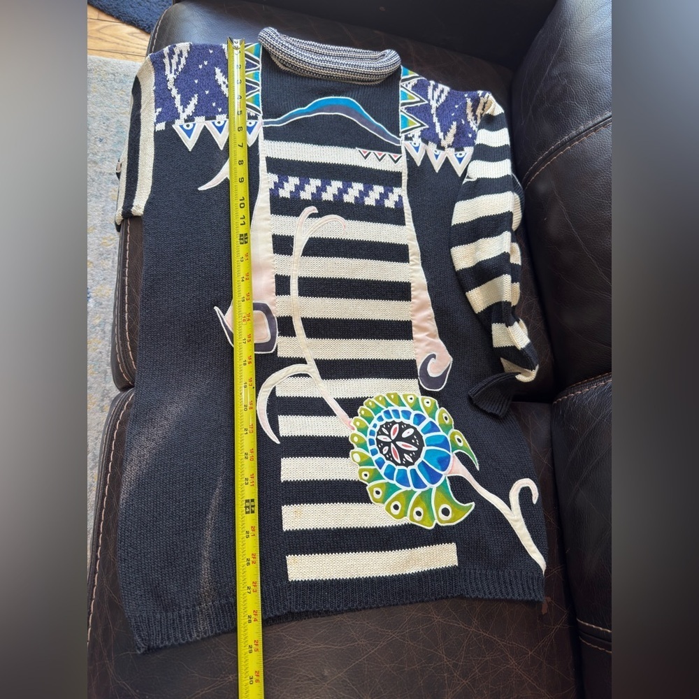 Vintage K. Riley 80s/90s Abstract Art Sweater – Bold Striped Knit –SzM/L
– Rare - Picture 4 of 7